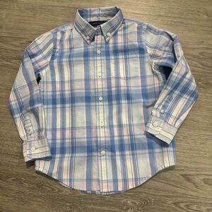 Janie and Jack Size 4 Blue/White/Pink Plaid Button Front 100% Cotton LNC $46